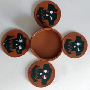 Veg Tan With Green Design Coasters Custom Painted