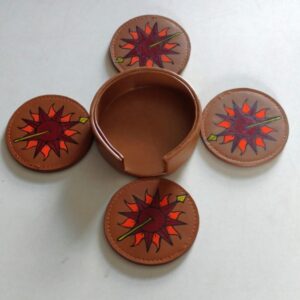 Veg Tan With Orange Red Design Coasters Custom Painted
